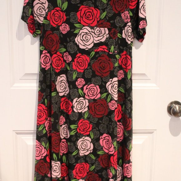 2/$40 🏷 Lularoe Rose Print Carly Dress Size XXS - Picture 2 of 3
